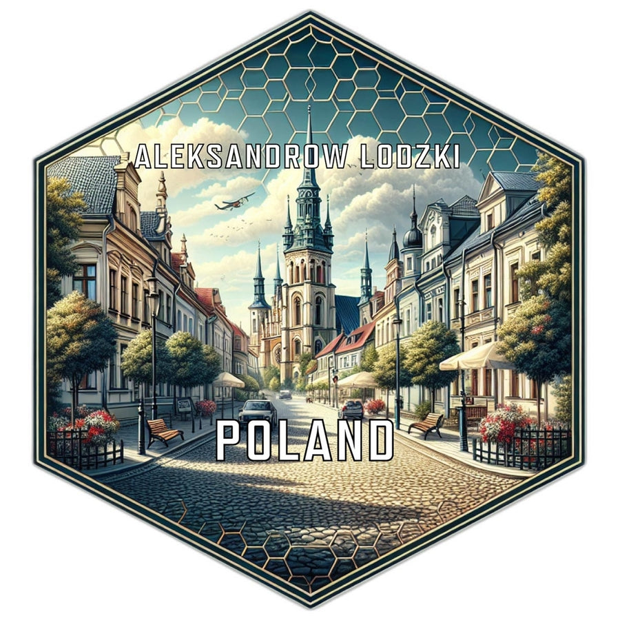 Aleksandrow Lodzki Poland Souvenir Travel Destination Die Cut Hexagon Fridge Magnet Image 1