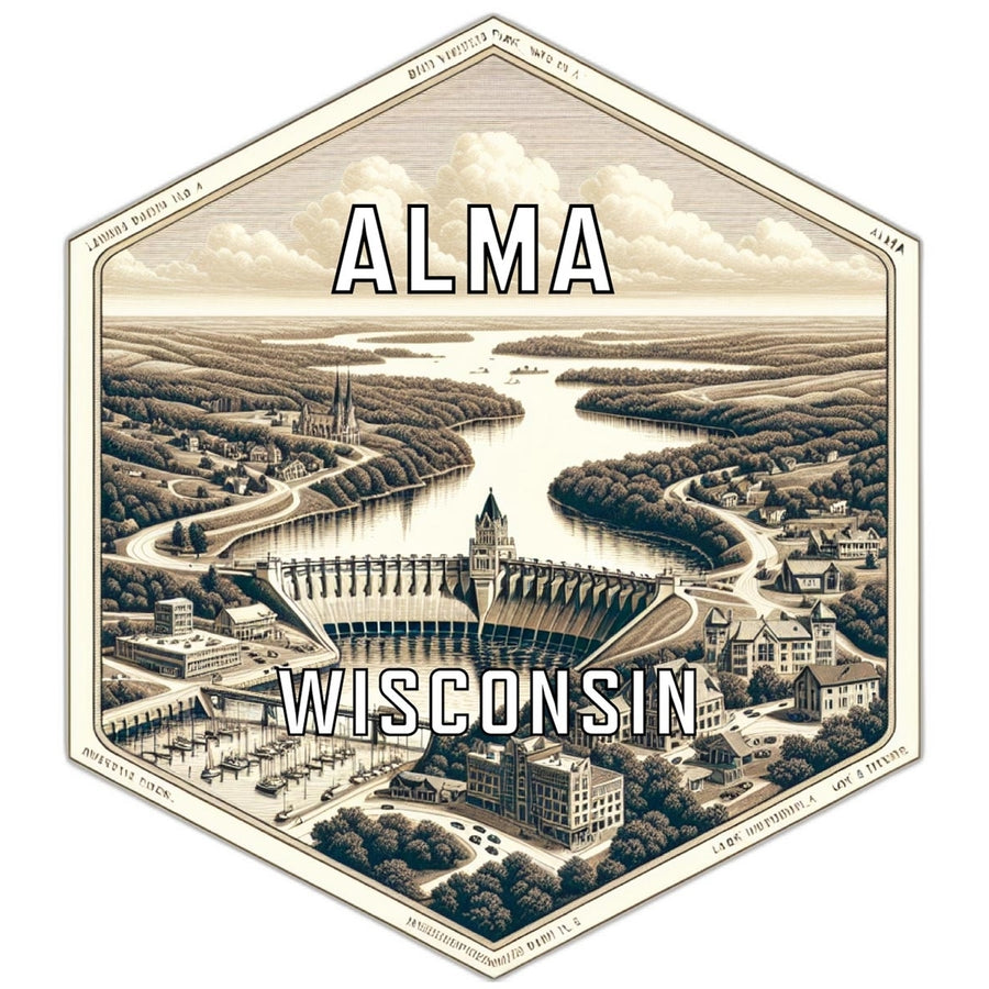 Alma Wisconsin Souvenir Travel Destination Die Cut Hexagon Fridge Magnet Image 1