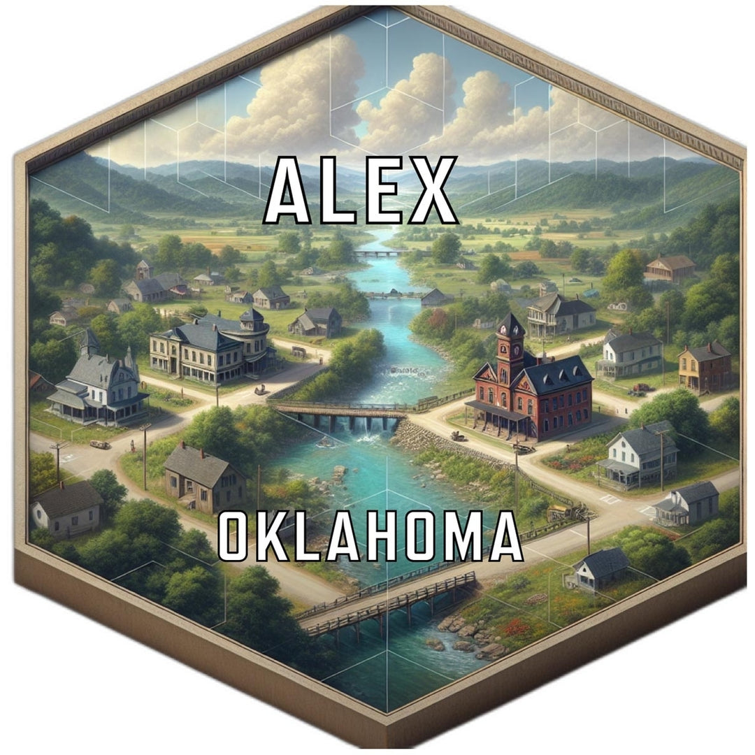 Alex Oklahoma Souvenir Travel Destination Die Cut Hexagon Fridge Magnet Image 1