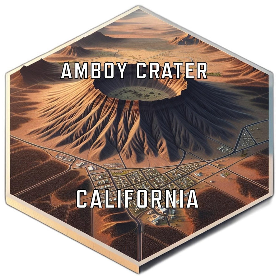 Amboy Crater California Souvenir Travel Destination Die Cut Hexagon Fridge Magnet Image 1