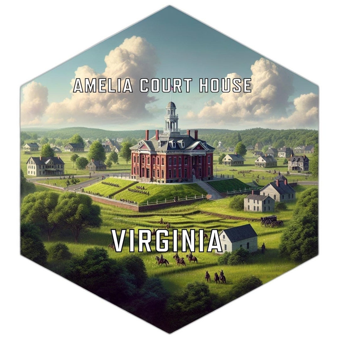 Amelia Court House Virginia Souvenir Travel Destination Die Cut Hexagon Fridge Magnet Image 1