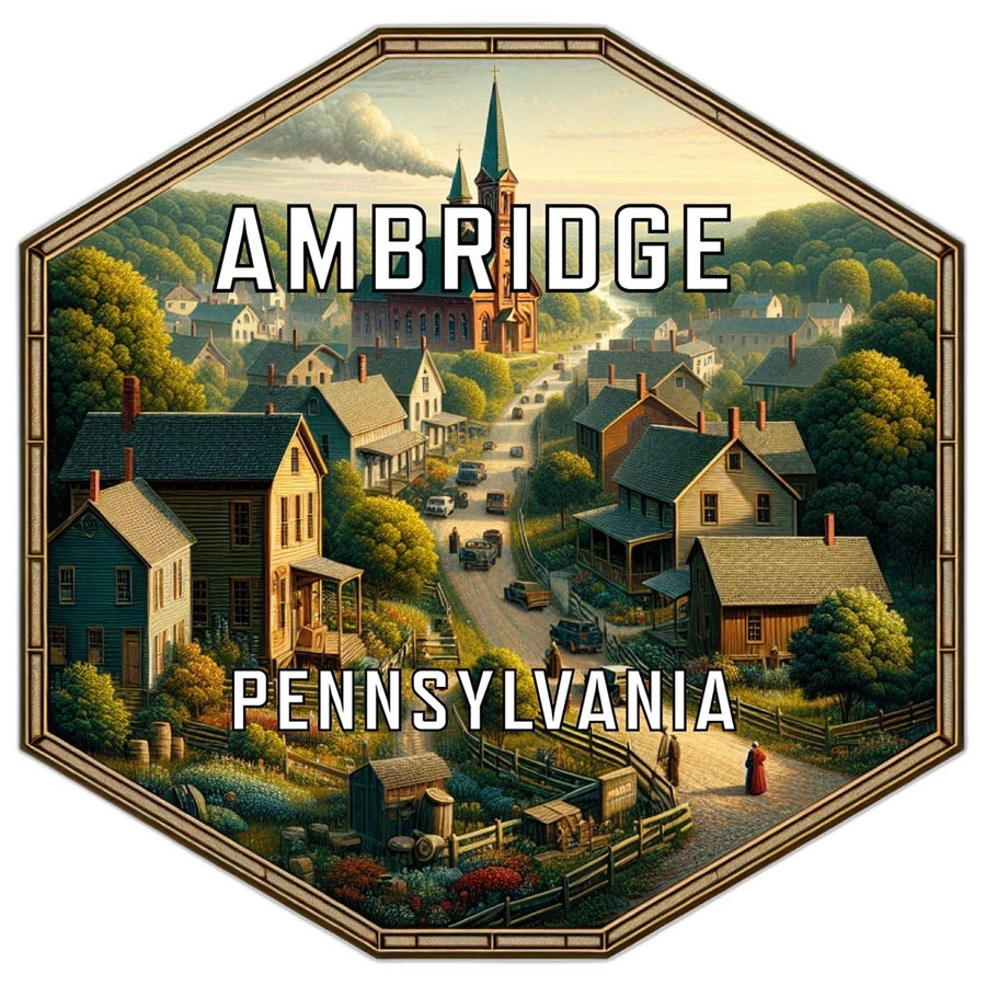 Ambridge Pennsylvania Souvenir Travel Destination Die Cut Hexagon Fridge Magnet Image 1