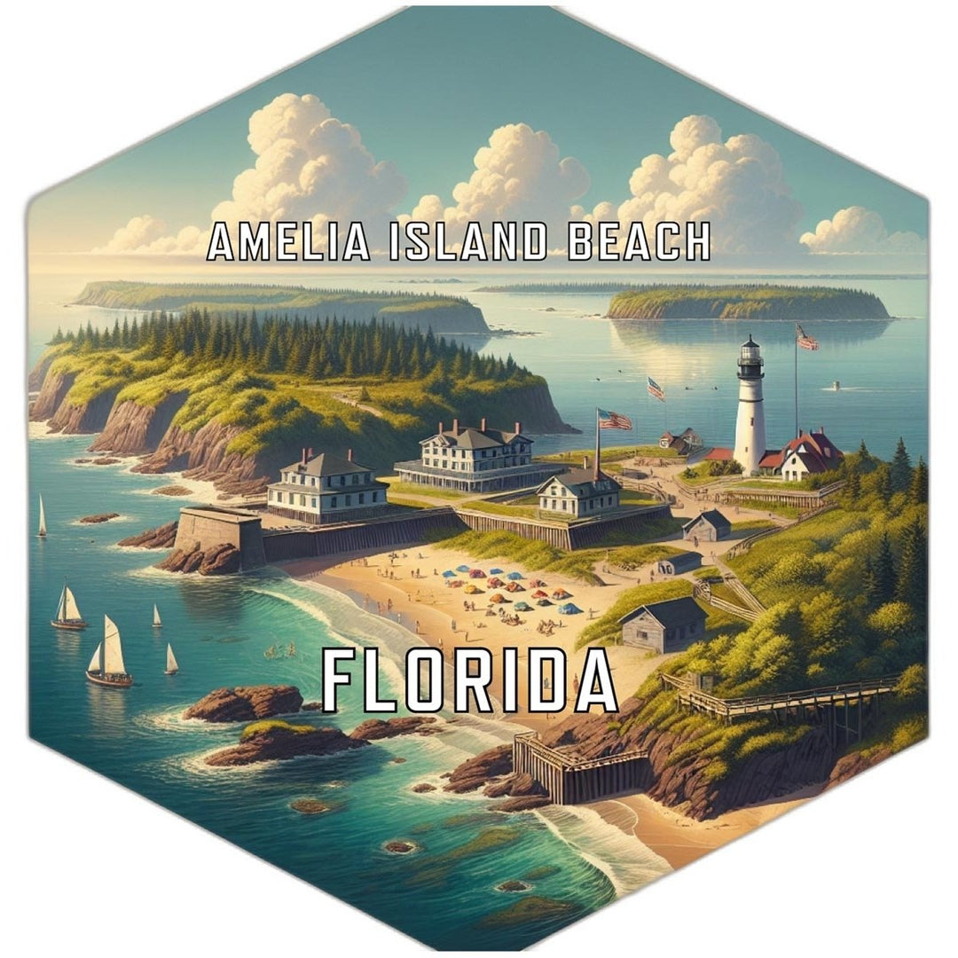 Amelia Island Beach Florida Souvenir Travel Destination Die Cut Hexagon Fridge Magnet Image 1