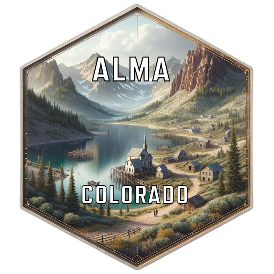 Alma Colorado Souvenir Travel Destination Die Cut Hexagon Fridge Magnet Image 1