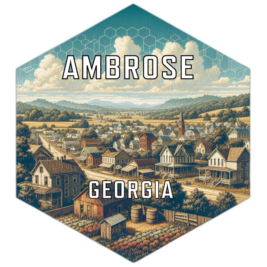 Ambrose Georgia Souvenir Travel Destination Die Cut Hexagon Fridge Magnet Image 1