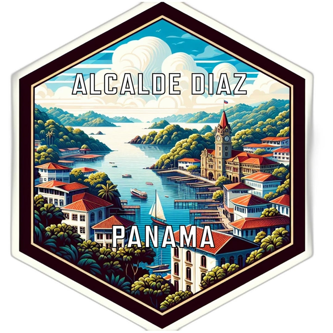 Alcalde Diaz Panama Souvenir Travel Destination Die Cut Hexagon Fridge Magnet Image 1