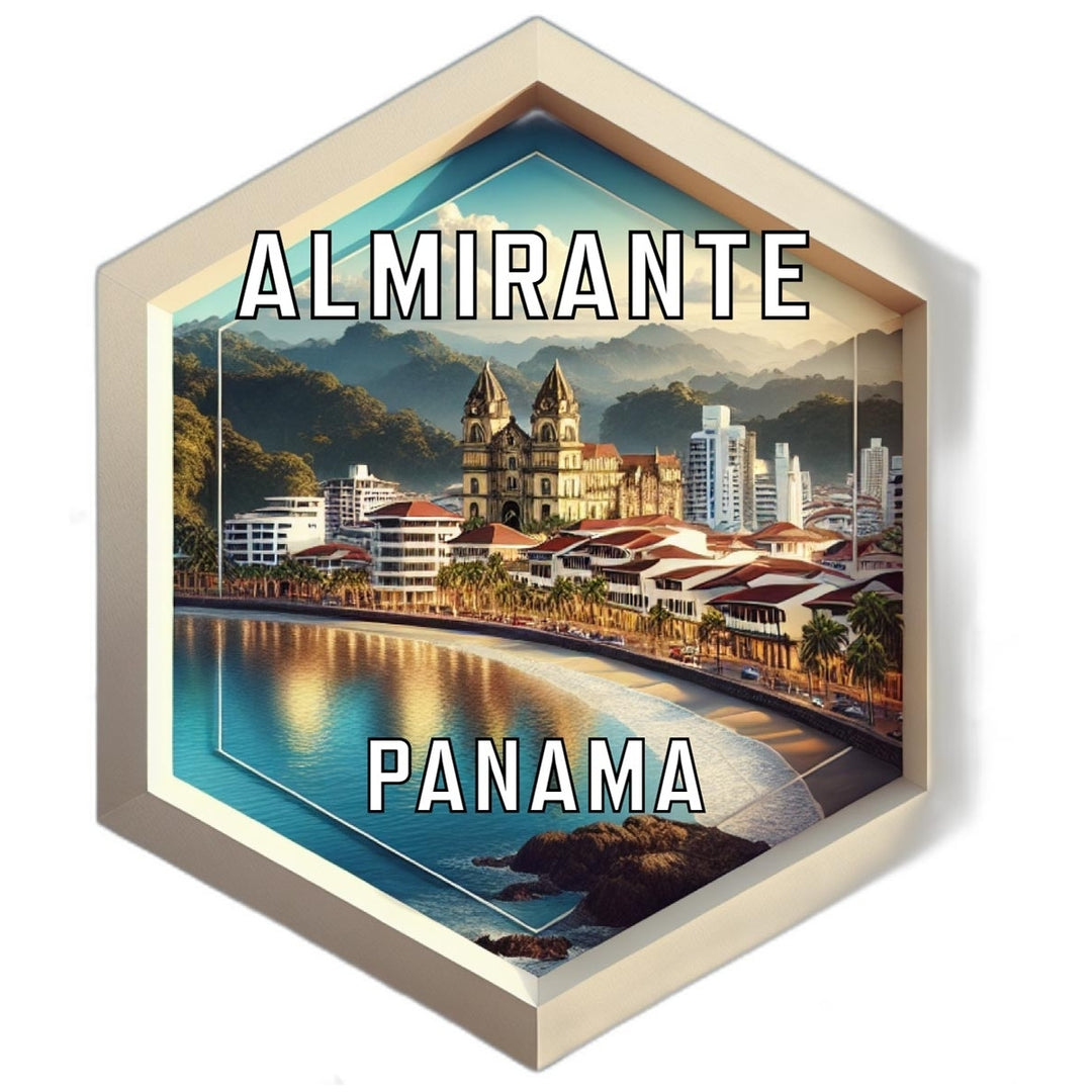 Almirante Panama Souvenir Travel Destination Die Cut Hexagon Fridge Magnet Image 1