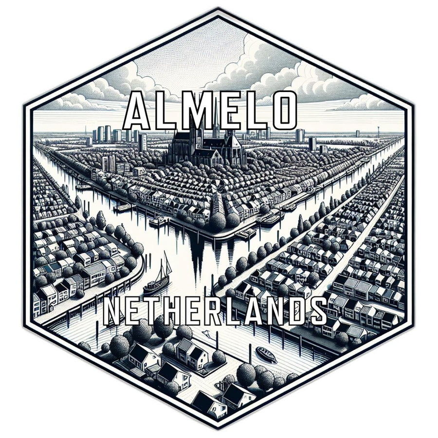 Almelo Netherlands Souvenir Travel Destination Die Cut Hexagon Fridge Magnet Image 1