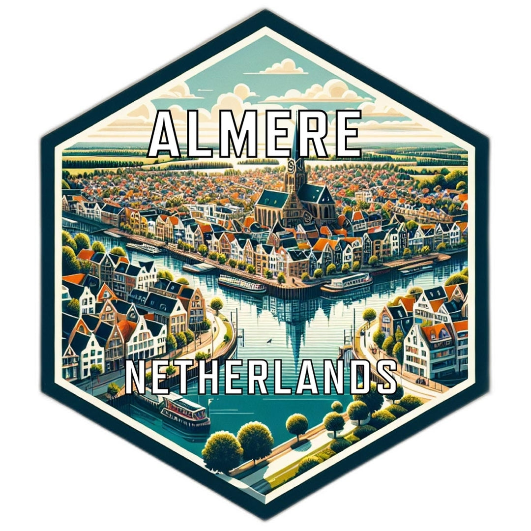 Almere Netherlands Souvenir Travel Destination Die Cut Hexagon Fridge Magnet Image 1