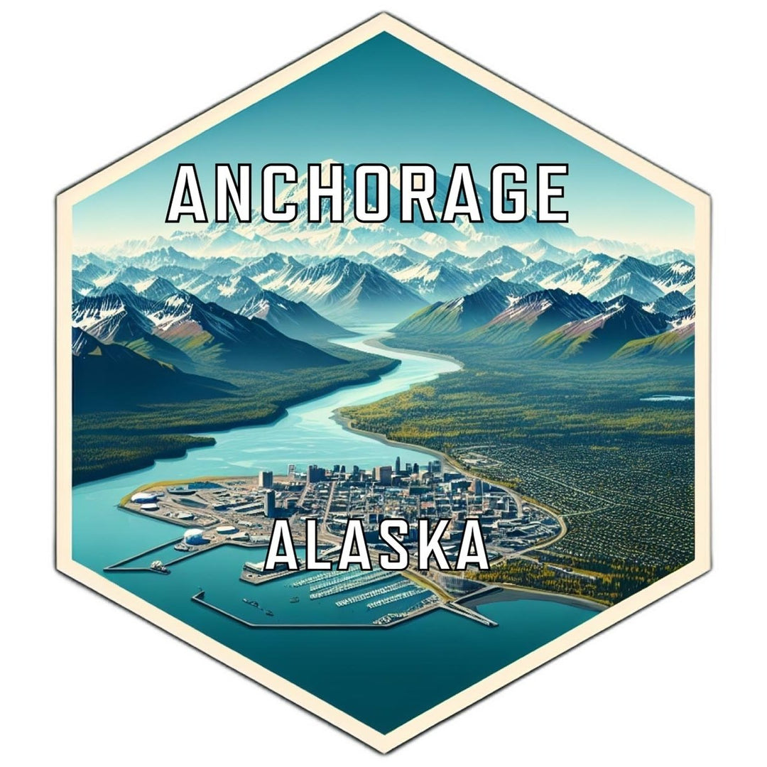 Anchorage Alaska Souvenir Travel Destination Die Cut Hexagon Fridge Magnet Image 1