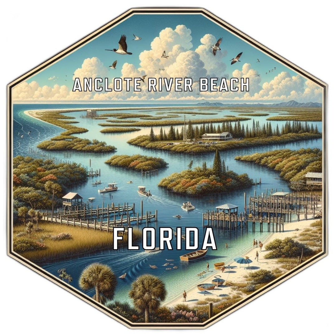 Anclote River Beach Florida Souvenir Travel Destination Die Cut Hexagon Fridge Magnet Image 1