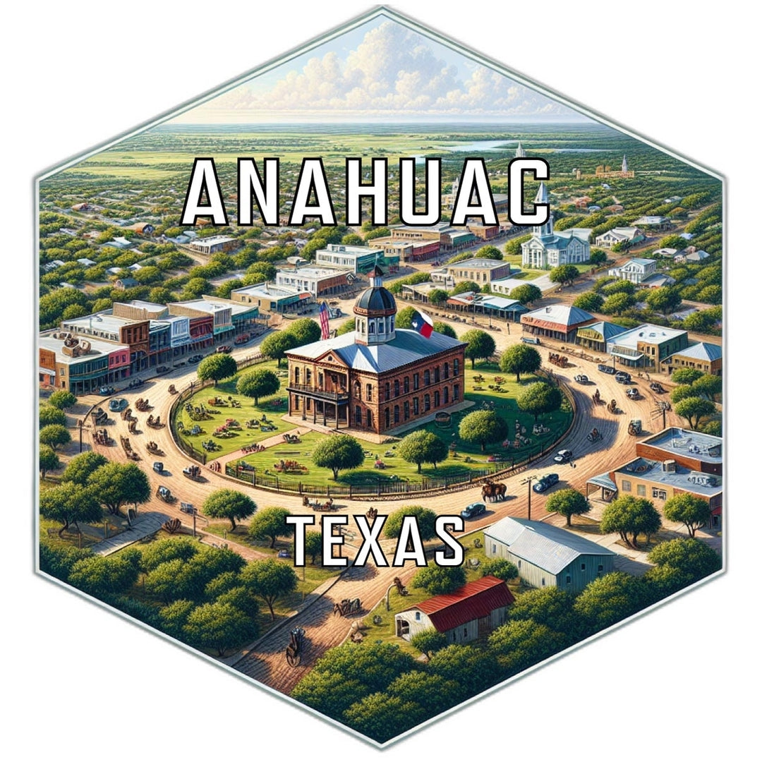 Anahuac Texas Souvenir Travel Destination Die Cut Hexagon Fridge Magnet Image 1