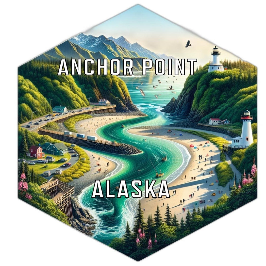 Anchor Point Alaska Souvenir Travel Destination Die Cut Hexagon Fridge Magnet Image 1