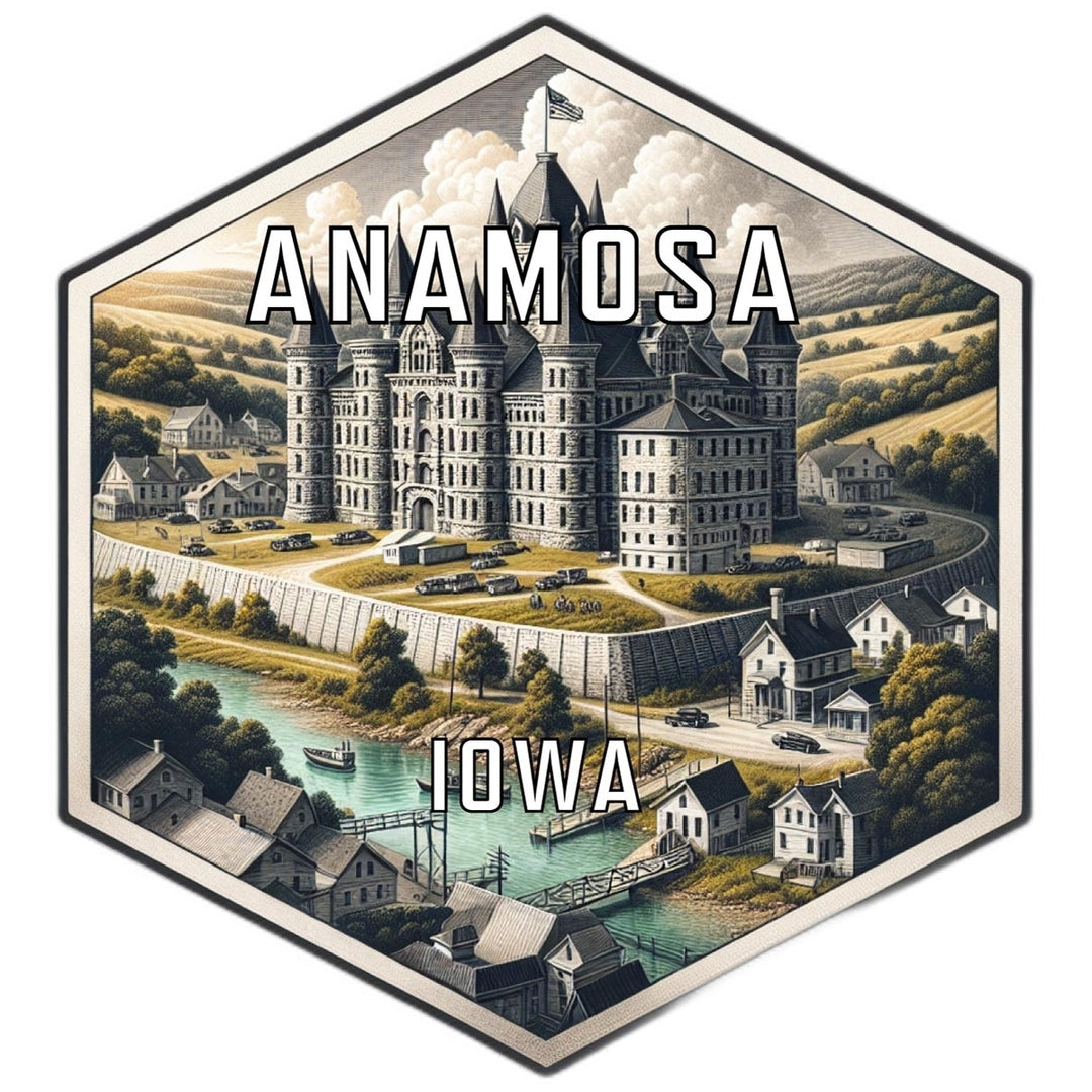 Anamosa Iowa Souvenir Travel Destination Die Cut Hexagon Fridge Magnet Image 1