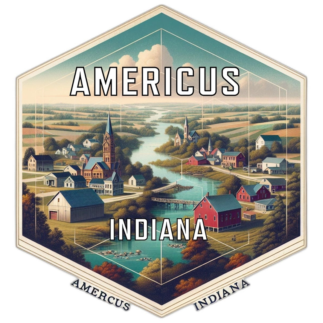 Americus Indiana Souvenir Travel Destination Die Cut Hexagon Fridge Magnet Image 1