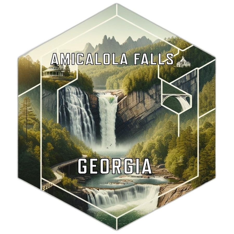 Amicalola Falls Georgia Souvenir Travel Destination Die Cut Hexagon Fridge Magnet Image 1