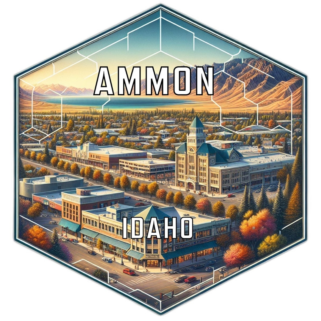 Ammon Idaho Souvenir Travel Destination Die Cut Hexagon Fridge Magnet Image 1