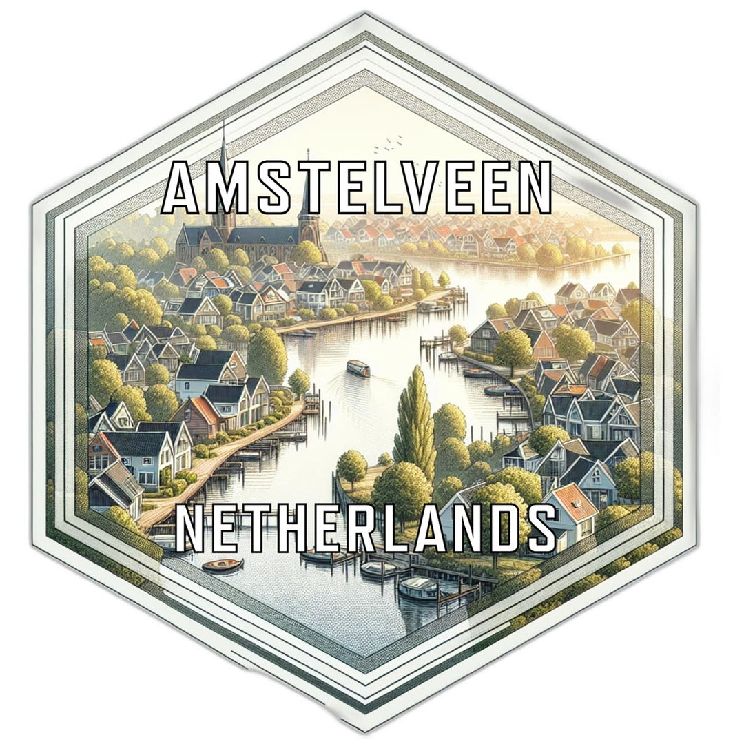 Amstelveen Netherlands Souvenir Travel Destination Die Cut Hexagon Fridge Magnet Image 1