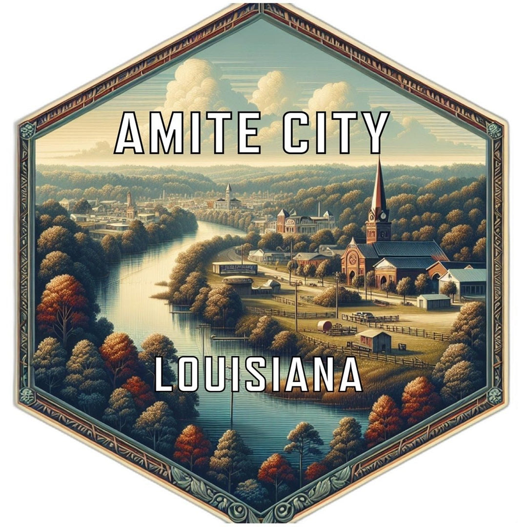 Amite City Louisiana Souvenir Travel Destination Die Cut Hexagon Fridge Magnet Image 1