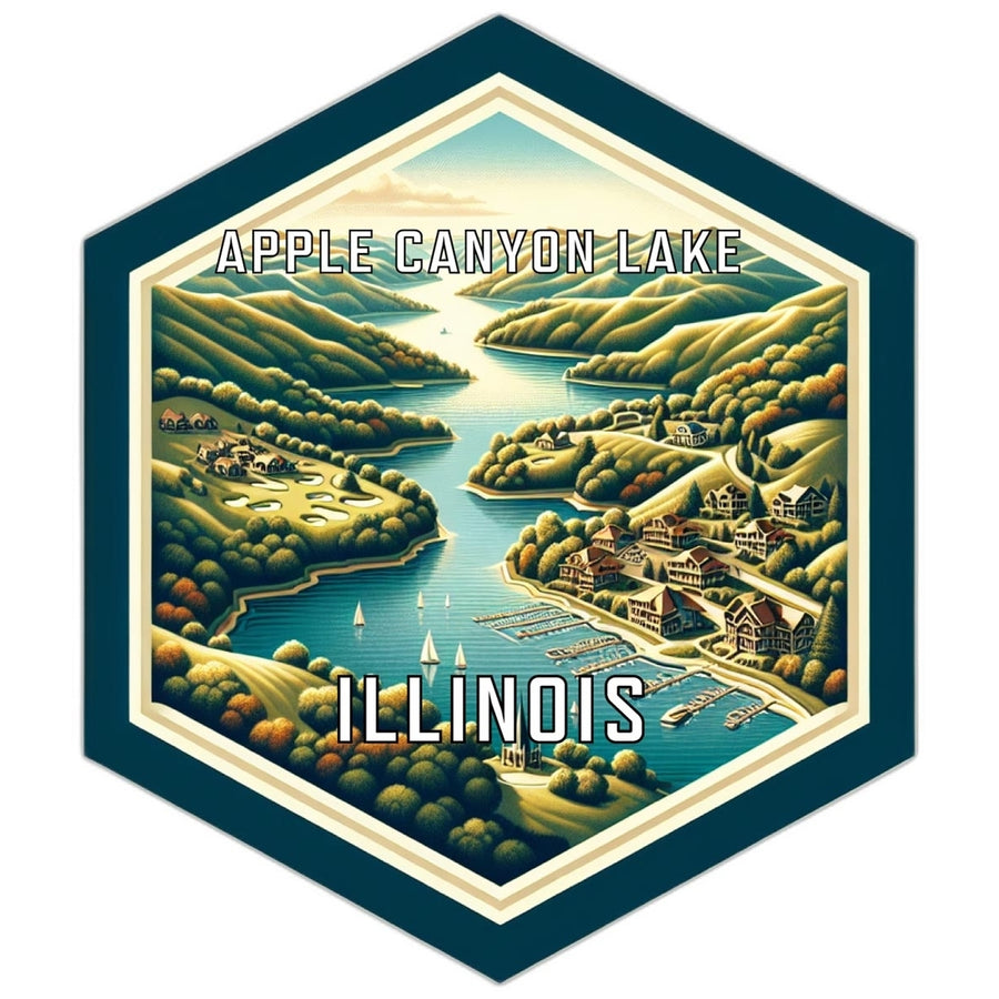 Apple Canyon Lake Illinois Souvenir Travel Destination Die Cut Hexagon Fridge Magnet Image 1