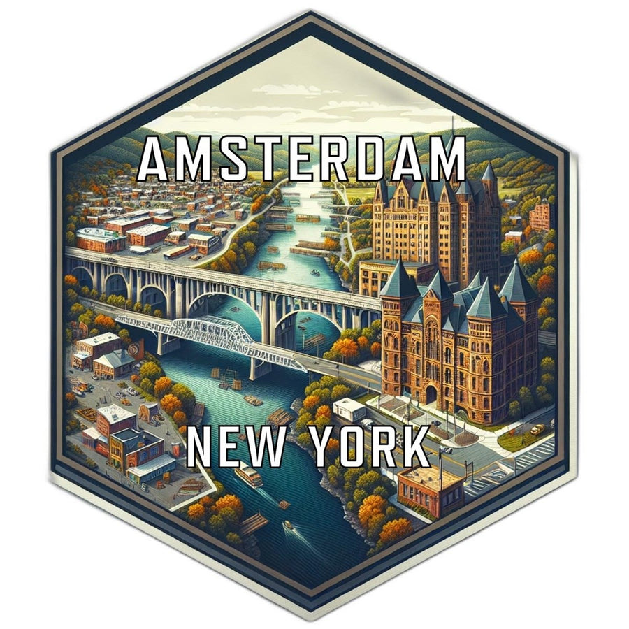 Amsterdam York Souvenir Travel Destination Die Cut Hexagon Fridge Magnet Image 1