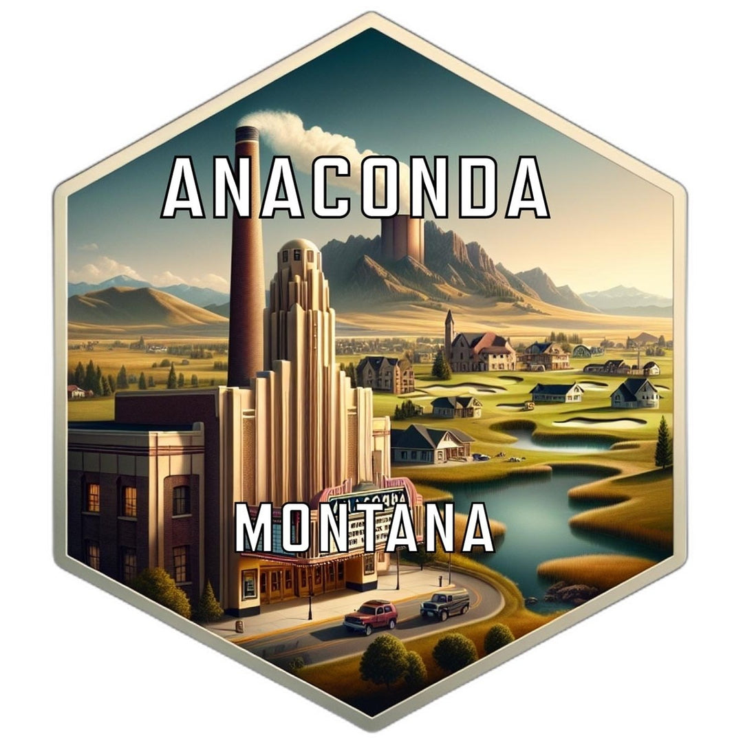 Anaconda Montana Souvenir Travel Destination Die Cut Hexagon Fridge Magnet Image 1