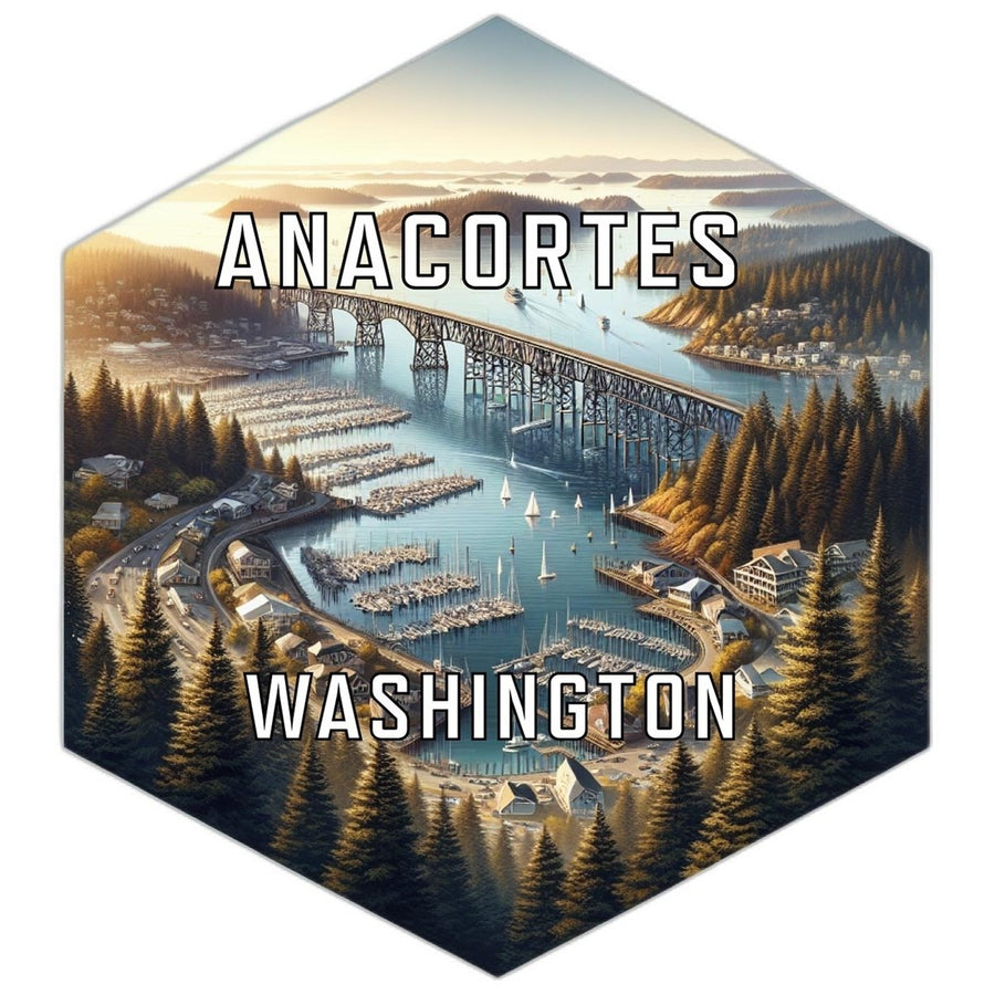 Anacortes Washington Souvenir Travel Destination Die Cut Hexagon Fridge Magnet Image 1