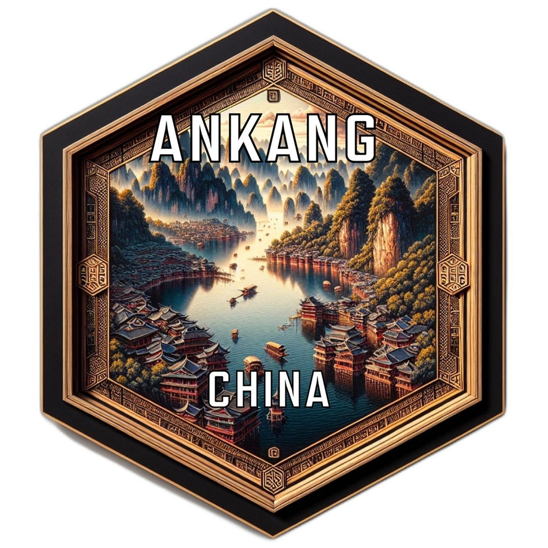 Ankang China Souvenir Travel Destination Die Cut Hexagon Fridge Magnet Image 1