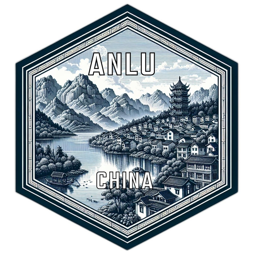 Anlu China Souvenir Travel Destination Die Cut Hexagon Fridge Magnet Image 1