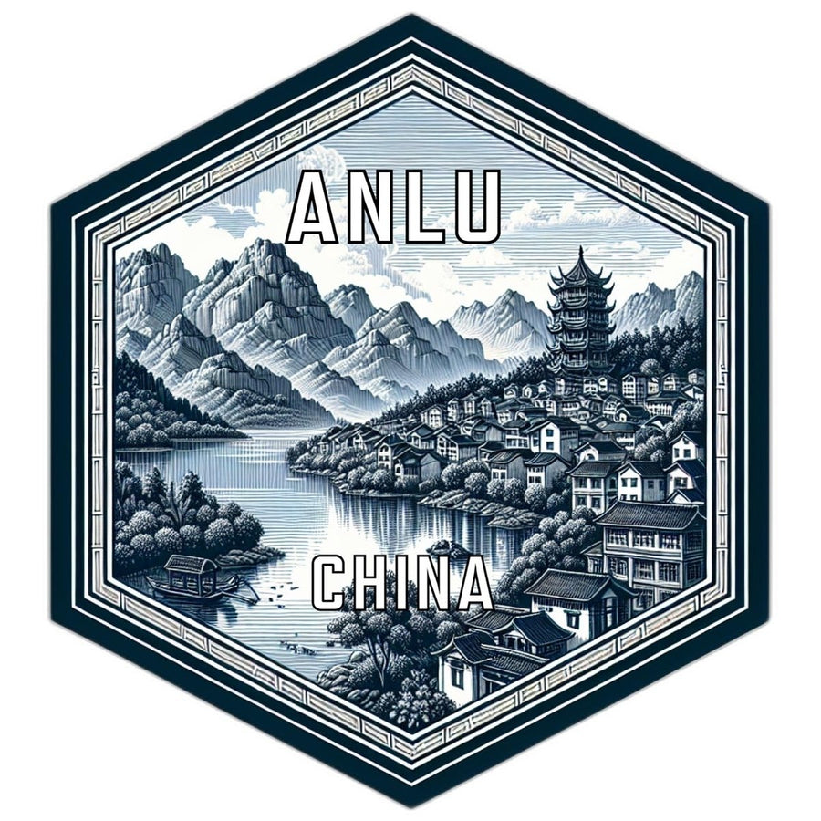 Anlu China Souvenir Travel Destination Die Cut Hexagon Fridge Magnet Image 1