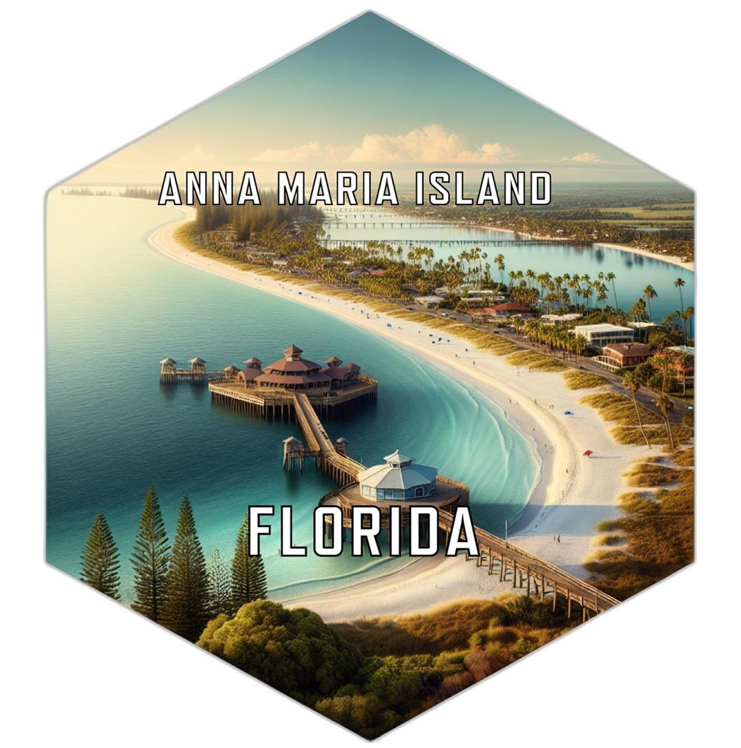 Anna Maria Island Florida Souvenir Travel Destination Die Cut Hexagon Fridge Magnet Image 1