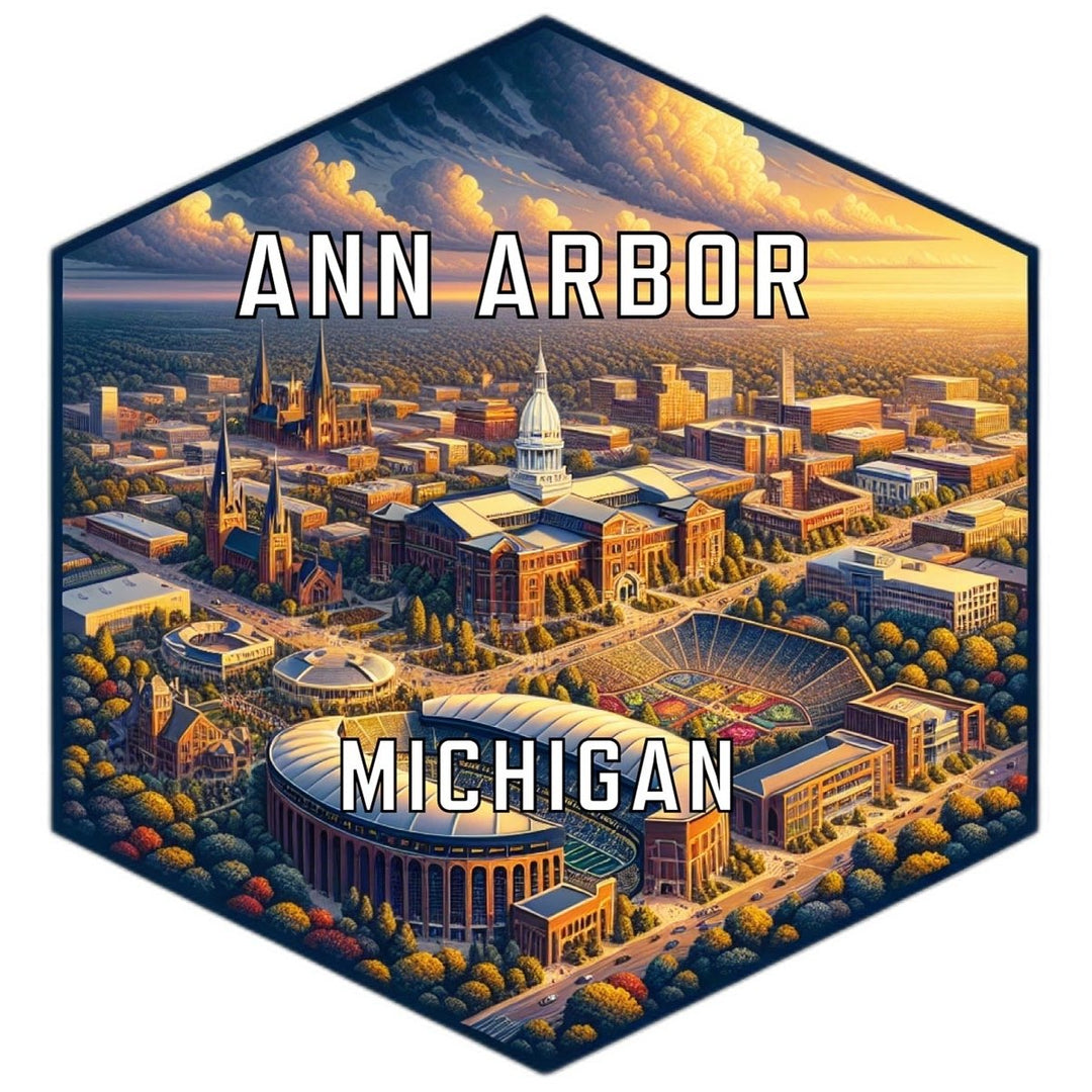 Ann Arbor Michigan Souvenir Travel Destination Die Cut Hexagon Fridge Magnet Image 1