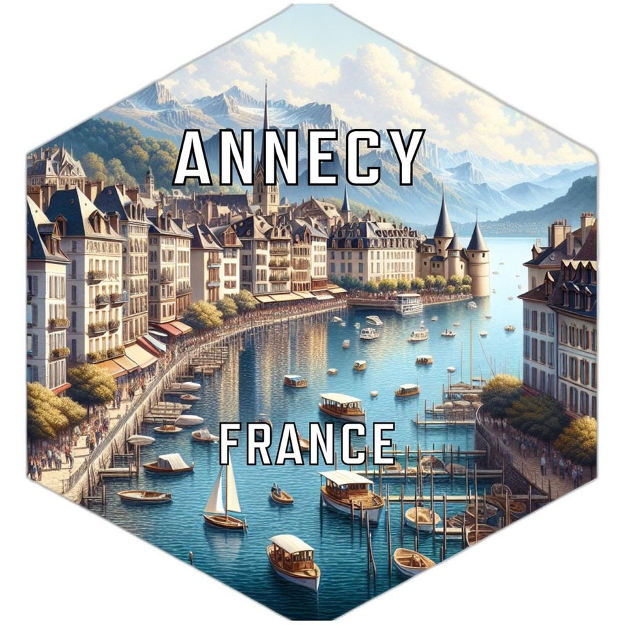 Annecy France Souvenir Travel Destination Die Cut Hexagon Fridge Magnet Image 1