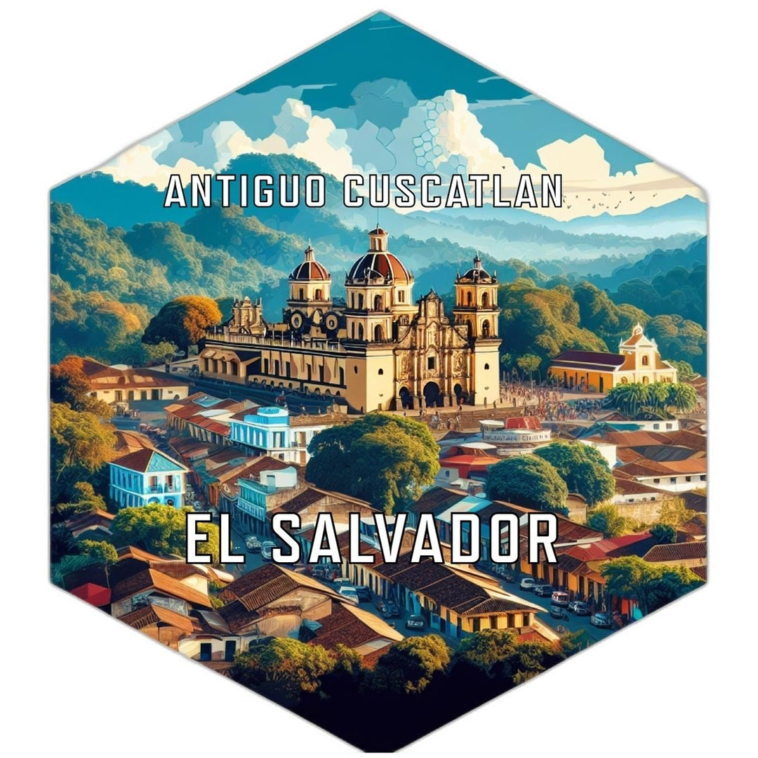 Antiguo Cuscatlan El Salvador Souvenir Travel Destination Die Cut Hexagon Fridge Magnet Image 1