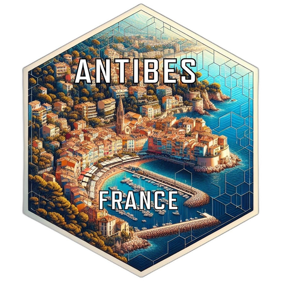 Antibes France Souvenir Travel Destination Die Cut Hexagon Fridge Magnet Image 1