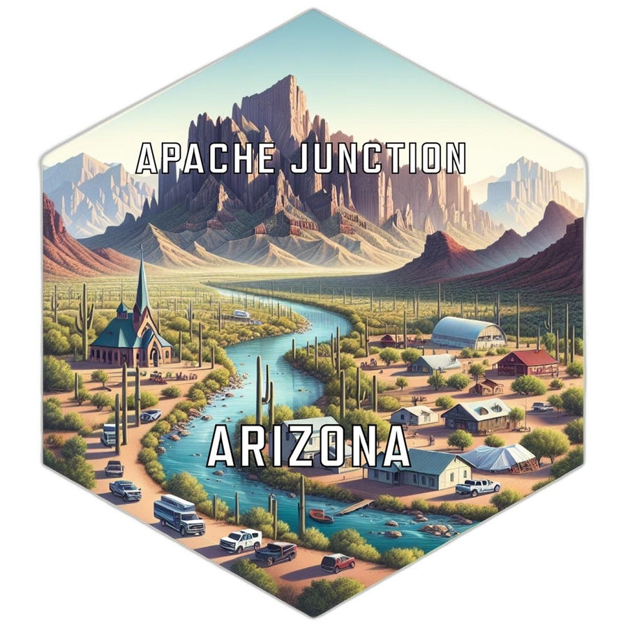 Apache Junction Arizona Souvenir Travel Destination Die Cut Hexagon Fridge Magnet Image 1