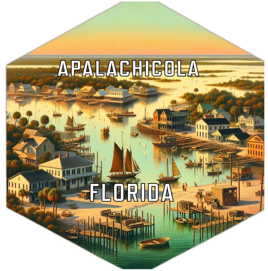 Apalachicola Florida Souvenir Travel Destination Die Cut Hexagon Fridge Magnet Image 1