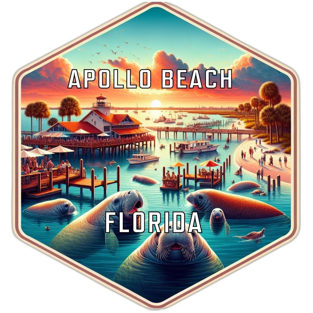 Apollo Beach Florida Souvenir Travel Destination Die Cut Hexagon Fridge Magnet Image 1