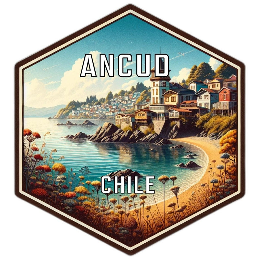 Ancud Chile Souvenir Travel Destination Die Cut Hexagon Fridge Magnet Image 1