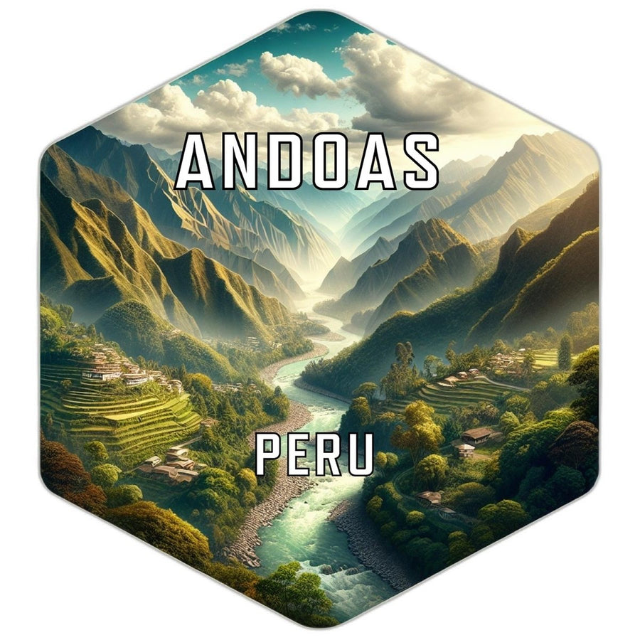 Andoas Peru Souvenir Travel Destination Die Cut Hexagon Fridge Magnet Image 1