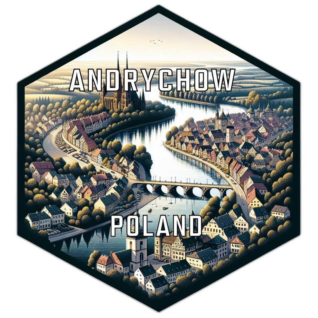 Andrychow Poland Souvenir Travel Destination Die Cut Hexagon Fridge Magnet Image 1