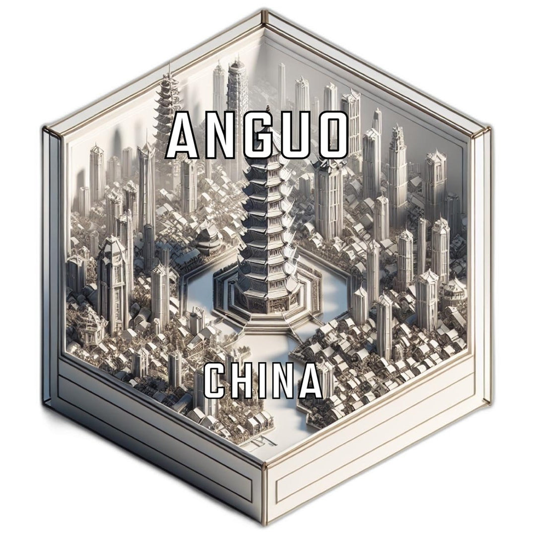 Anguo China Souvenir Travel Destination Die Cut Hexagon Fridge Magnet Image 1