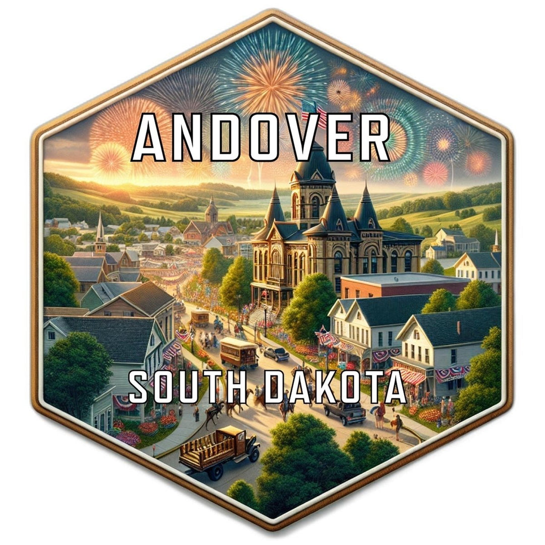 Andover South Dakota Souvenir Travel Destination Die Cut Hexagon Fridge Magnet Image 1