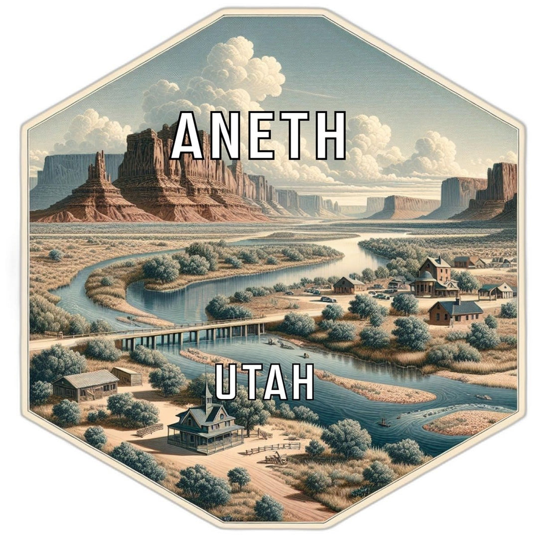 Aneth Utah Souvenir Travel Destination Die Cut Hexagon Fridge Magnet Image 1