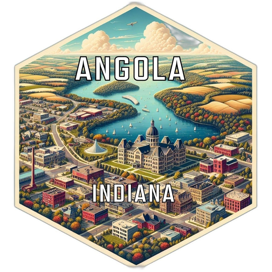 Angola Indiana Souvenir Travel Destination Die Cut Hexagon Fridge Magnet Image 1