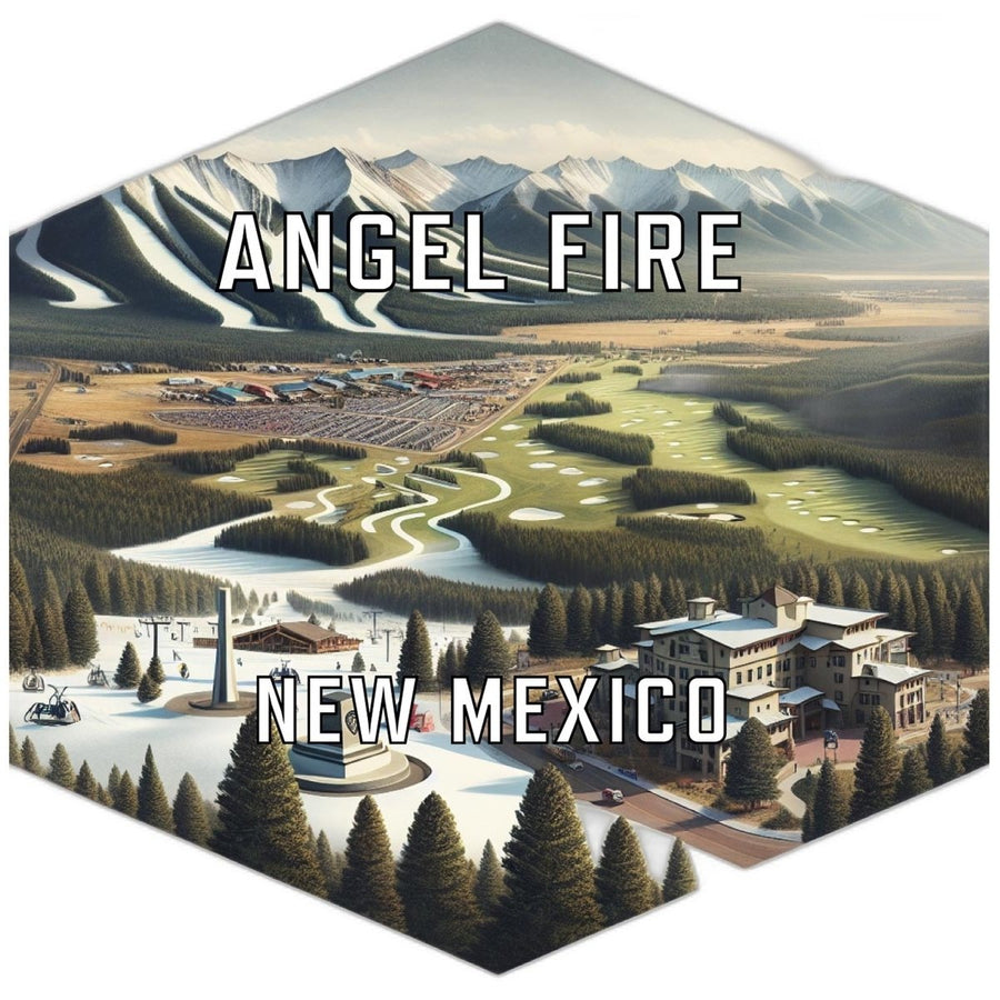 Angel Fire Mexico Souvenir Travel Destination Die Cut Hexagon Fridge Magnet Image 1