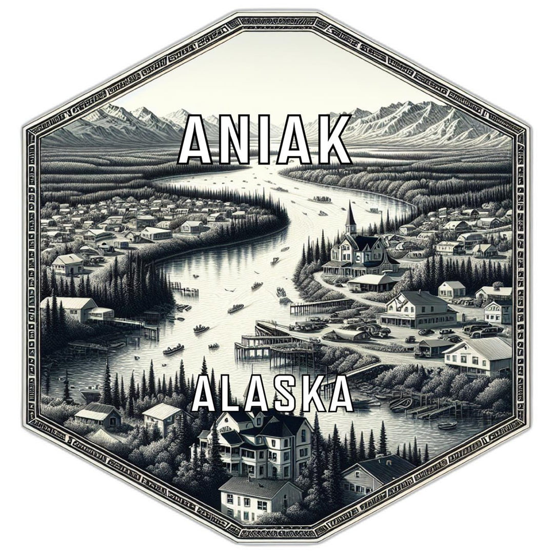 Aniak Alaska Souvenir Travel Destination Die Cut Hexagon Fridge Magnet Image 1