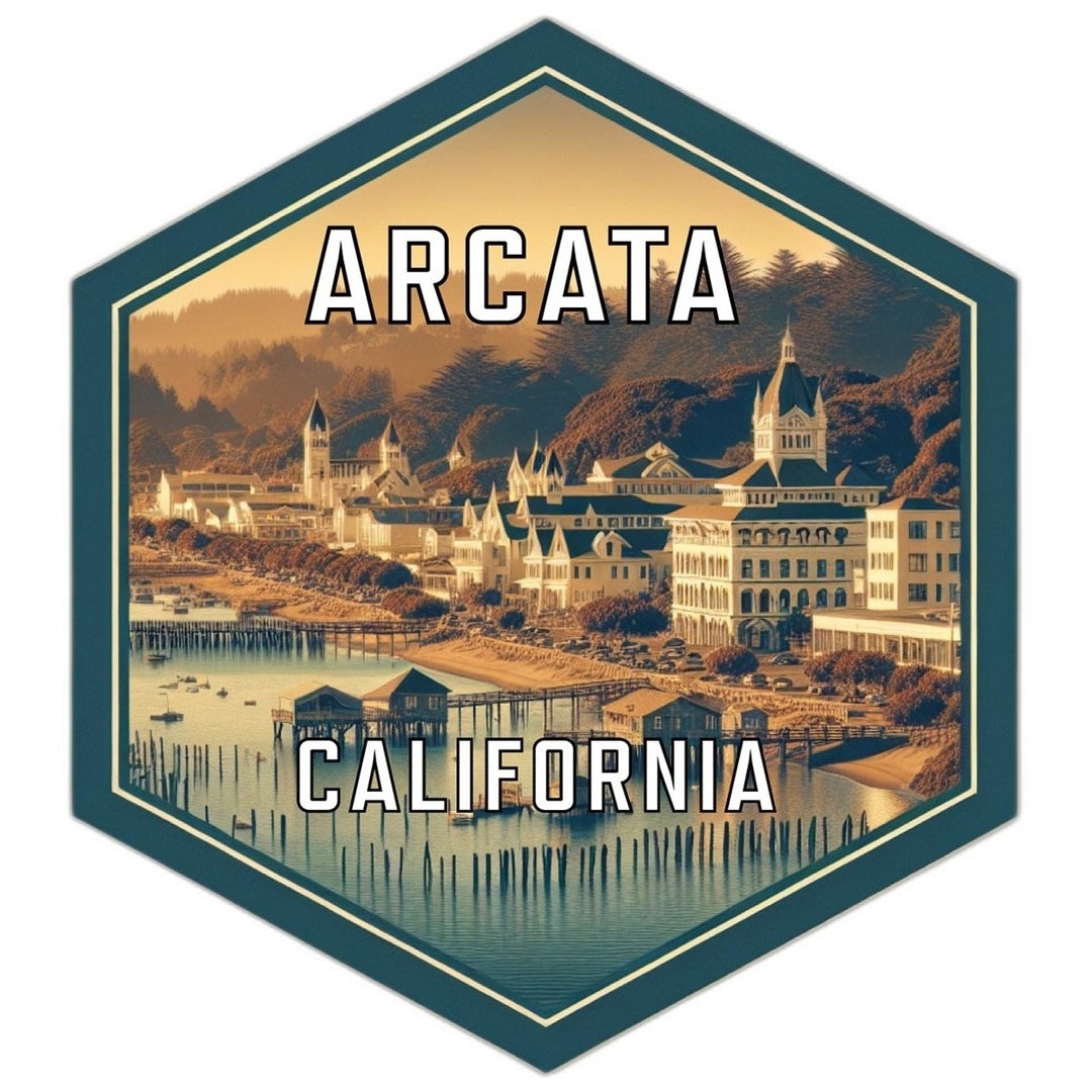 Arcata California Souvenir Travel Destination Die Cut Hexagon Fridge Magnet Image 1