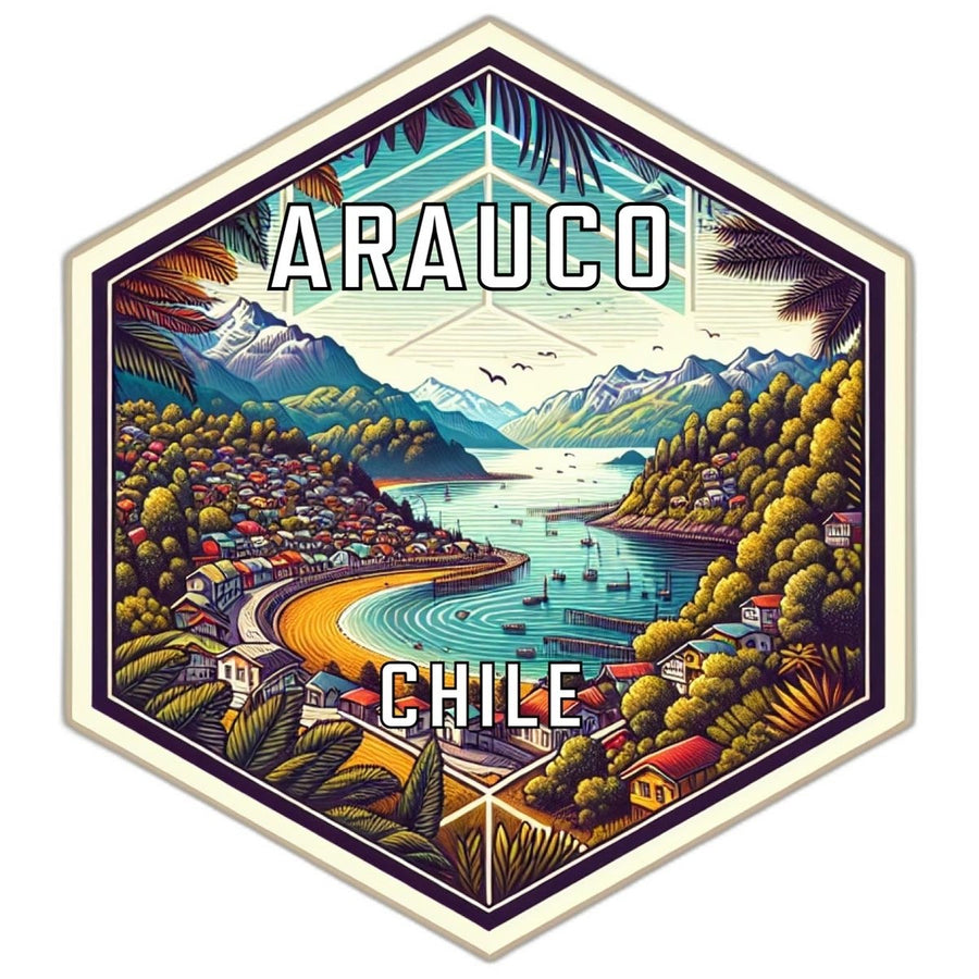 Arauco Chile Souvenir Travel Destination Die Cut Hexagon Fridge Magnet Image 1