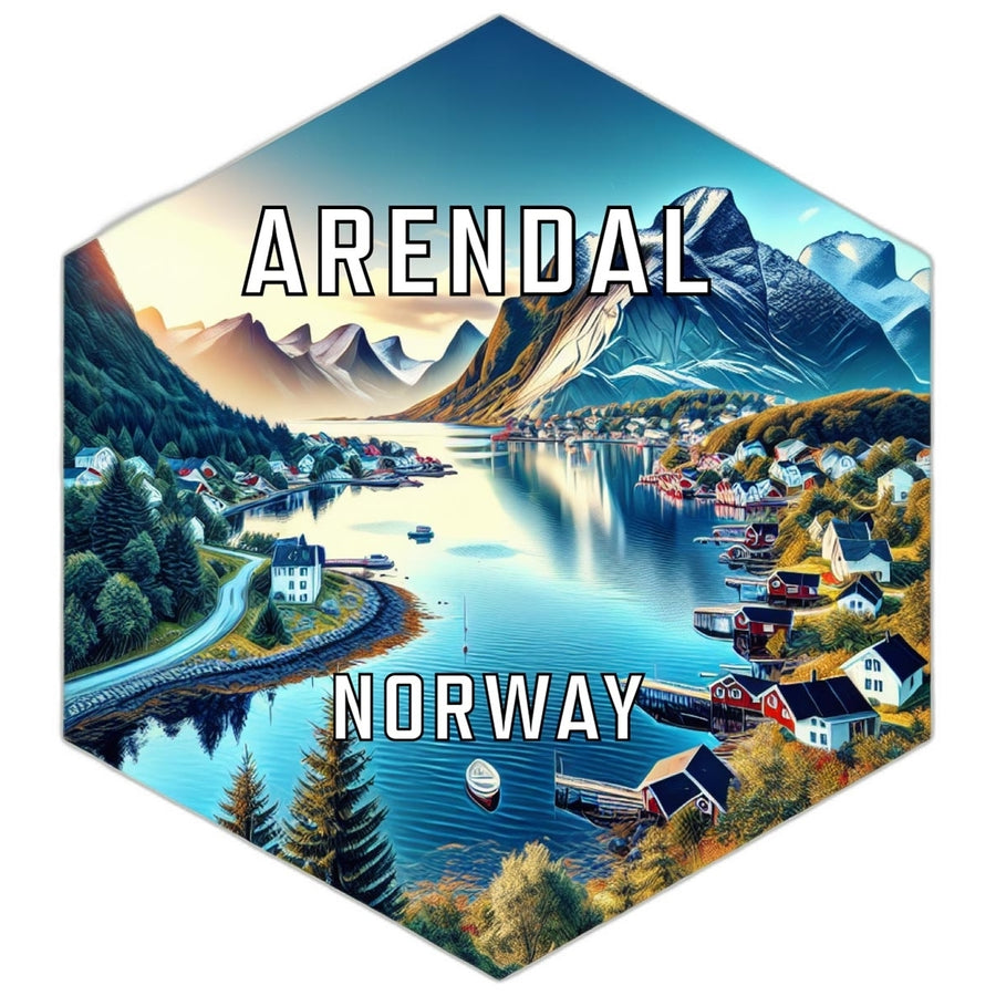 Arendal Norway Souvenir Travel Destination Die Cut Hexagon Fridge Magnet Image 1